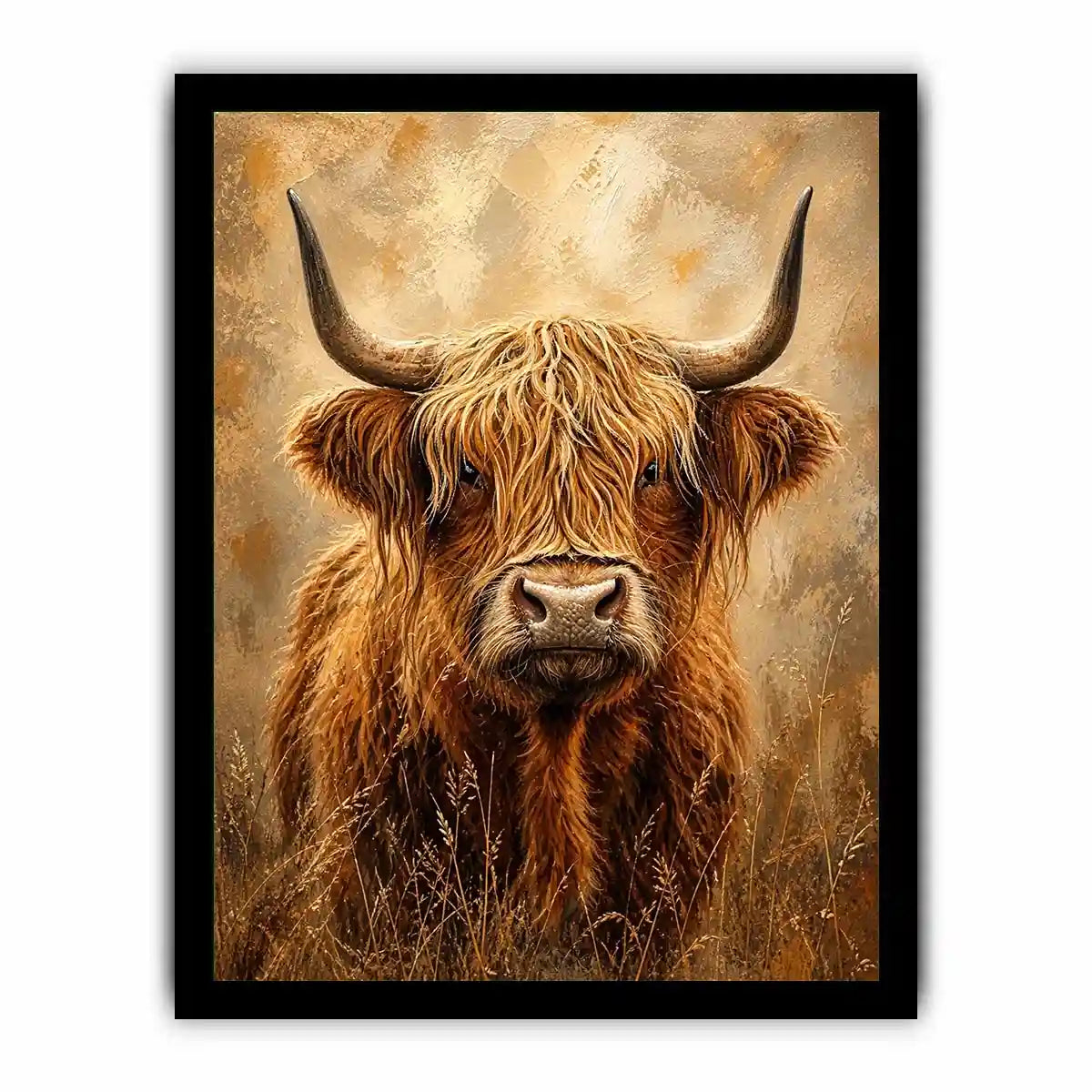 Highland cow portrait with shaggy fur