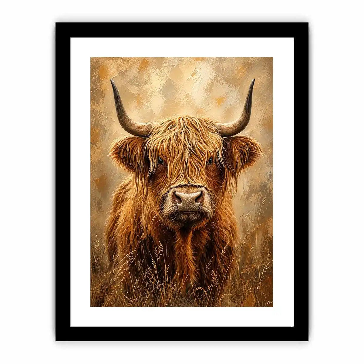 Highland cow portrait with shaggy fur
