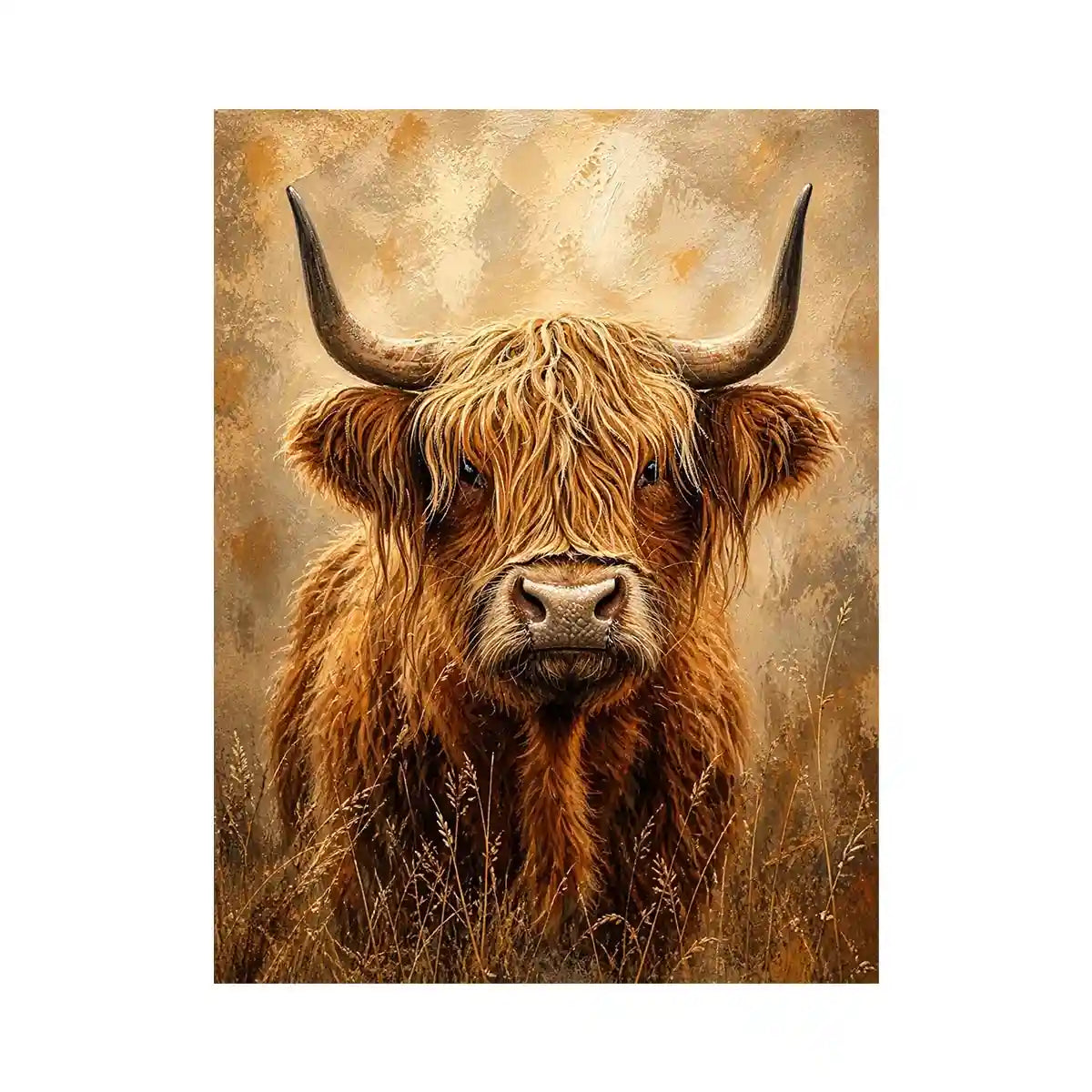 Highland cow portrait with shaggy fur
