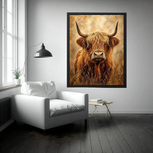 Highland cow portrait with shaggy fur