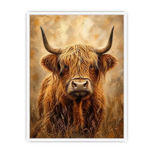 Highland cow portrait with shaggy fur