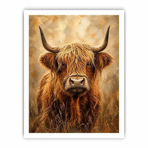 Highland cow portrait with shaggy fur