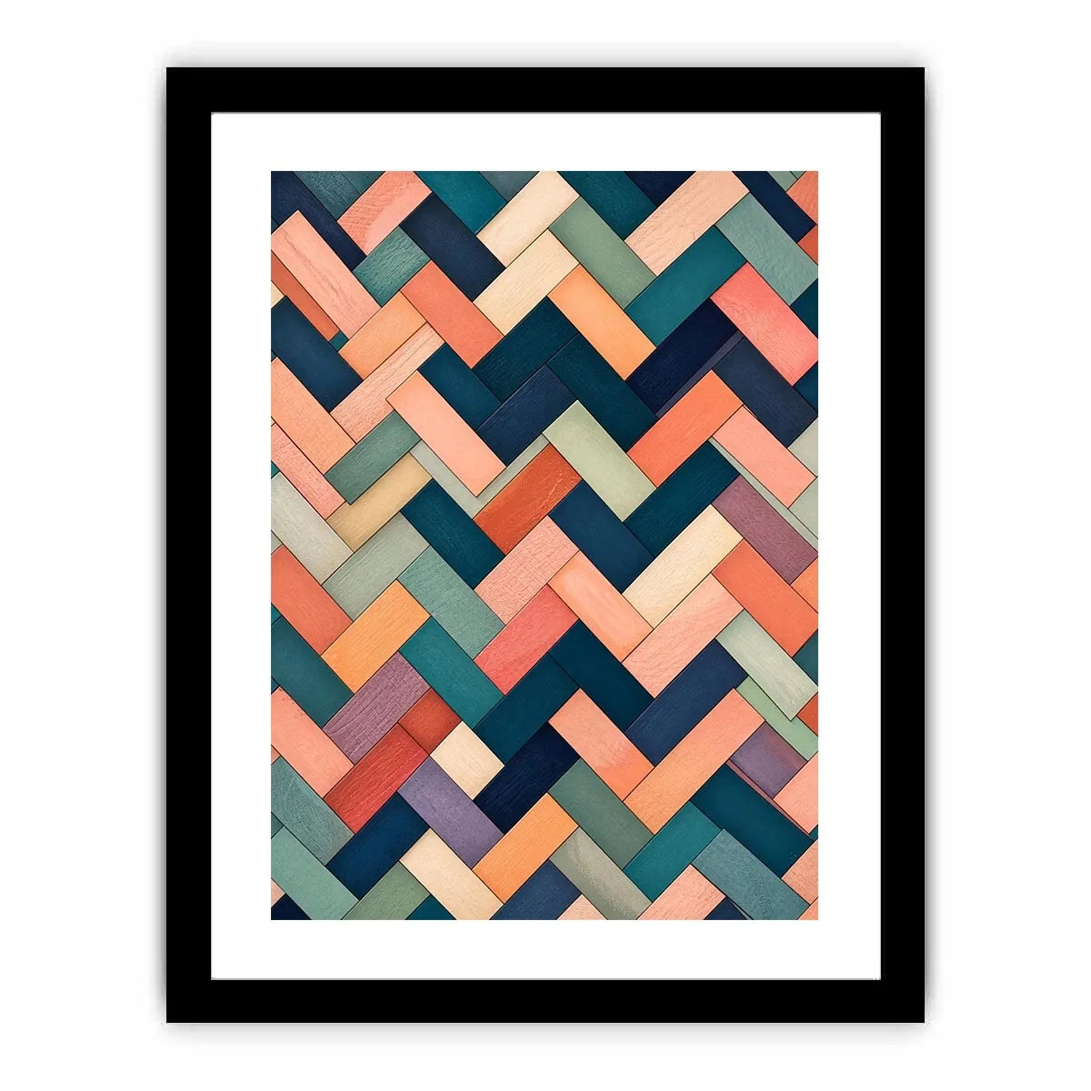 Woven geometric pattern in warm hues