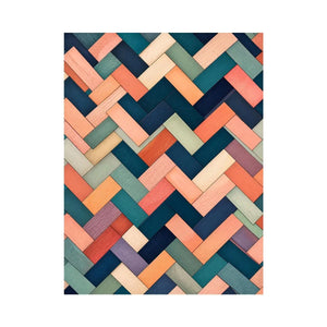 Woven geometric pattern in warm hues
