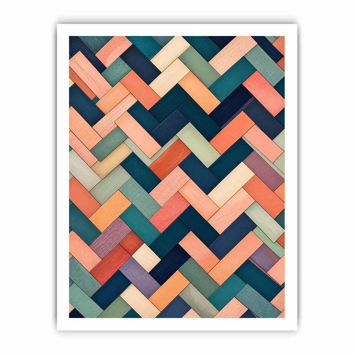 Woven geometric pattern in warm hues