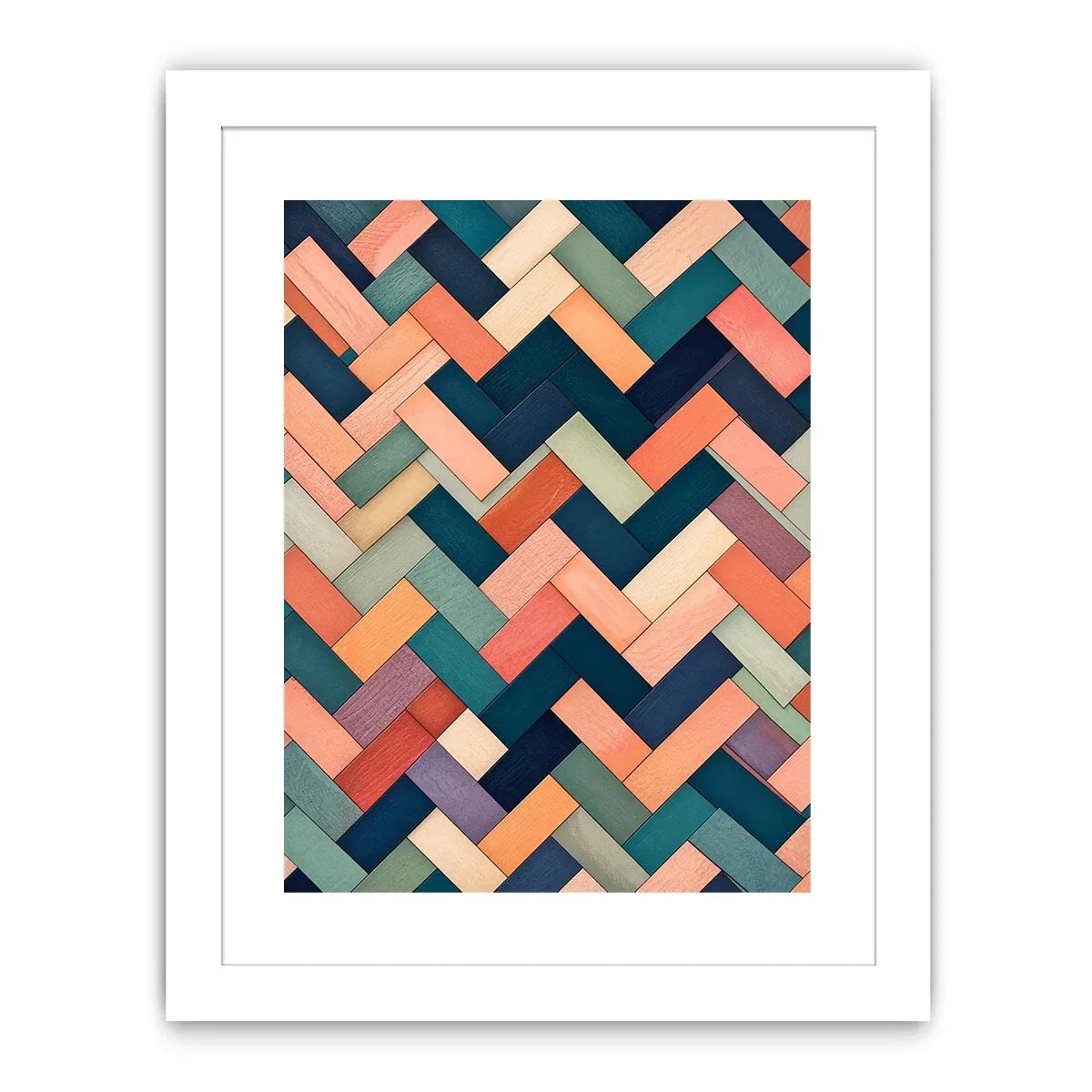 Woven geometric pattern in warm hues