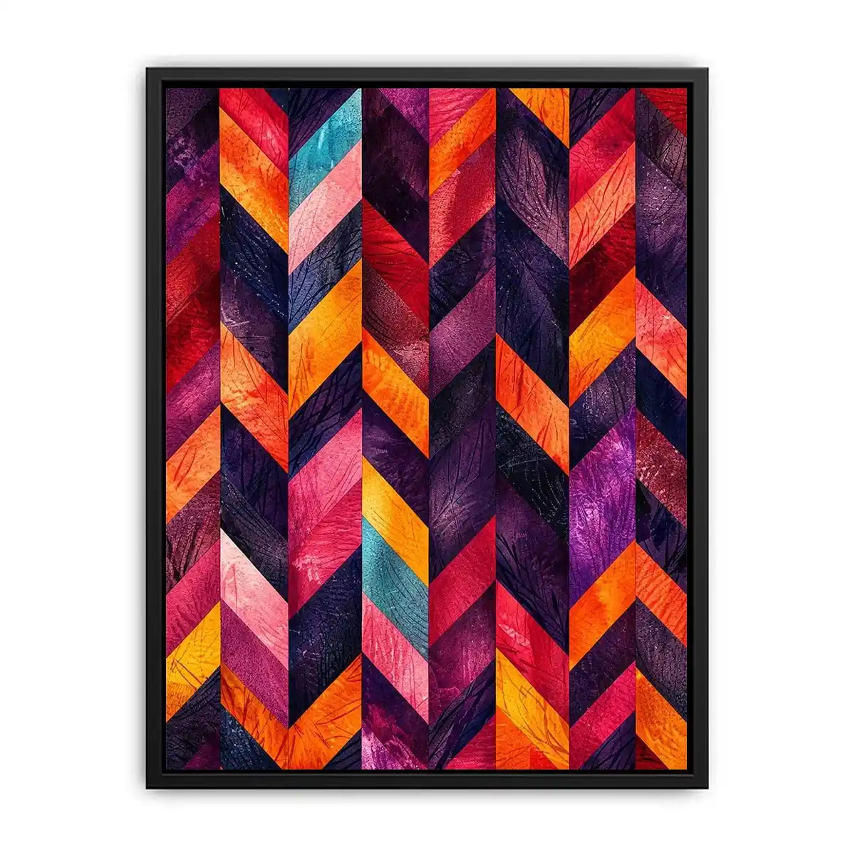 Vibrant chevrons in textured abstraction