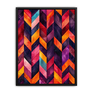 Vibrant chevrons in textured abstraction