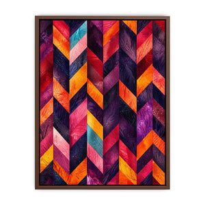 Vibrant chevrons in textured abstraction