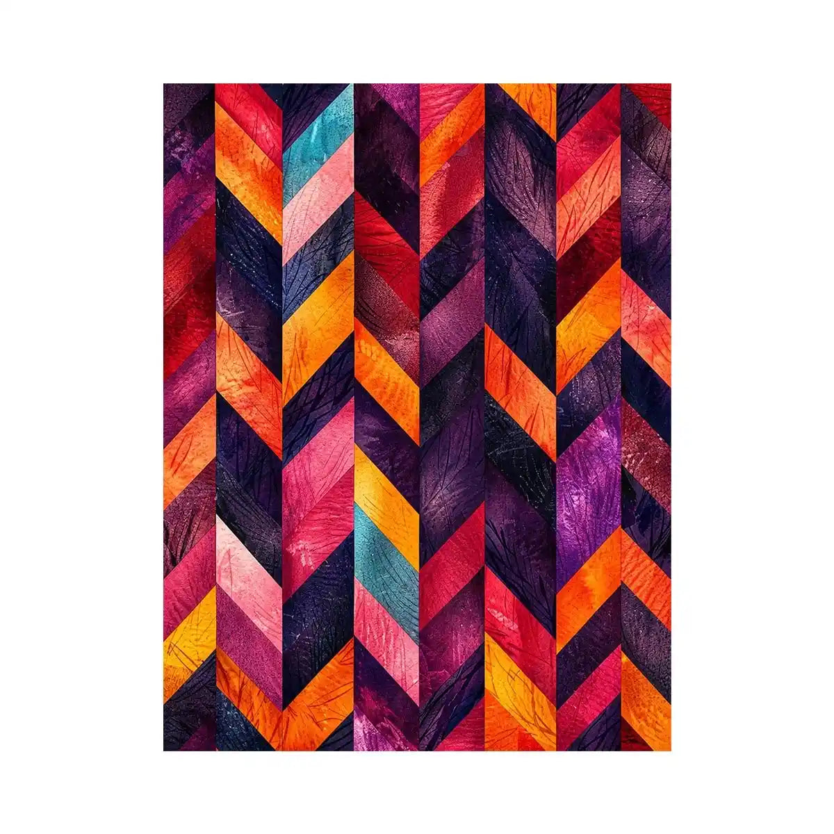 Vibrant chevrons in textured abstraction