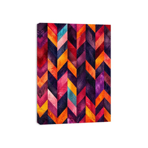 Vibrant chevrons in textured abstraction