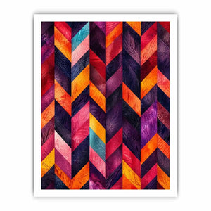 Vibrant chevrons in textured abstraction