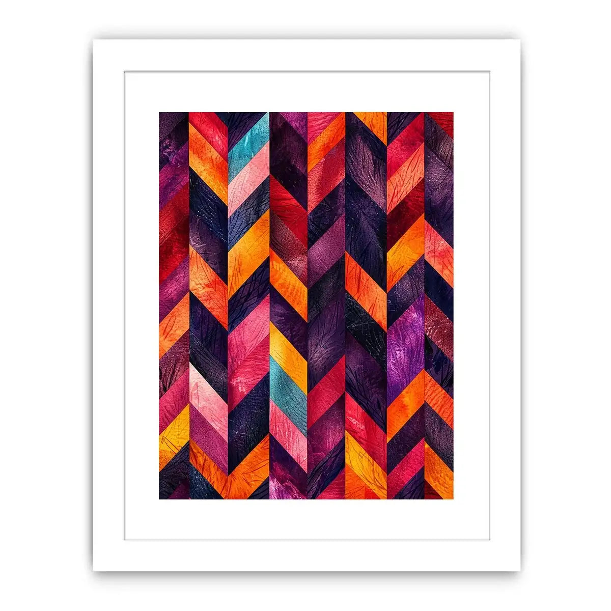 Vibrant chevrons in textured abstraction