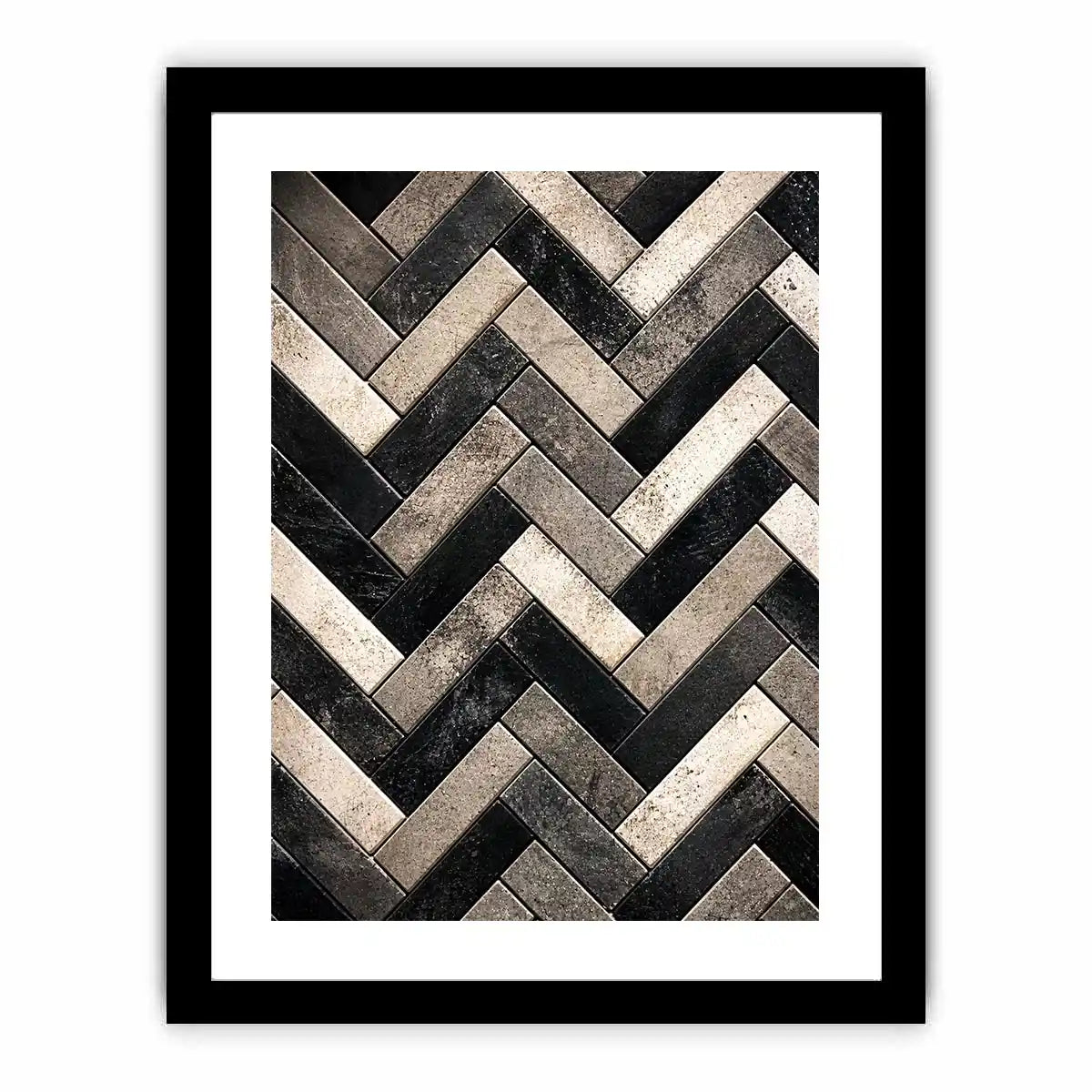 Geometric herringbone in monochrome tones