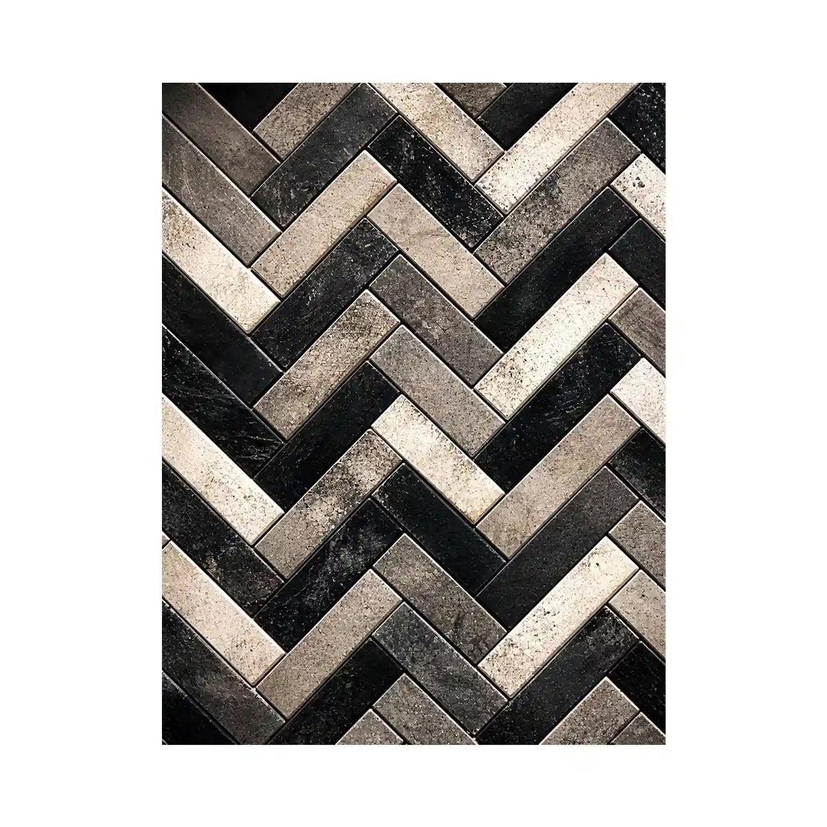 Geometric herringbone in monochrome tones