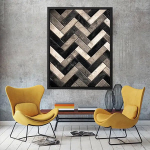 Geometric herringbone in monochrome tones