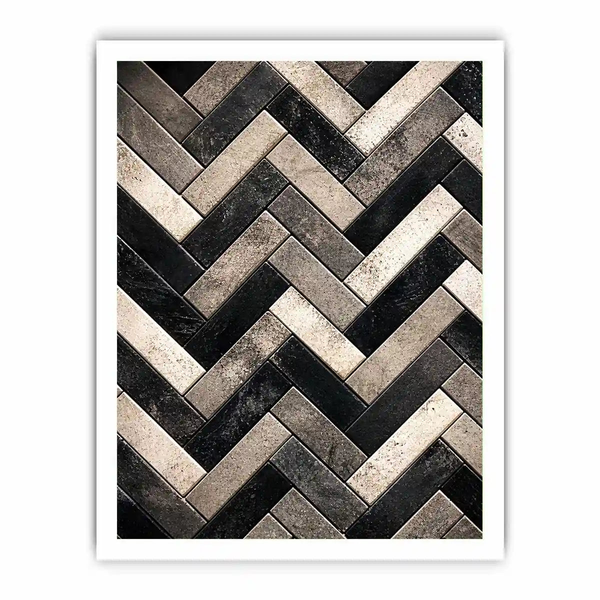 Geometric herringbone in monochrome tones