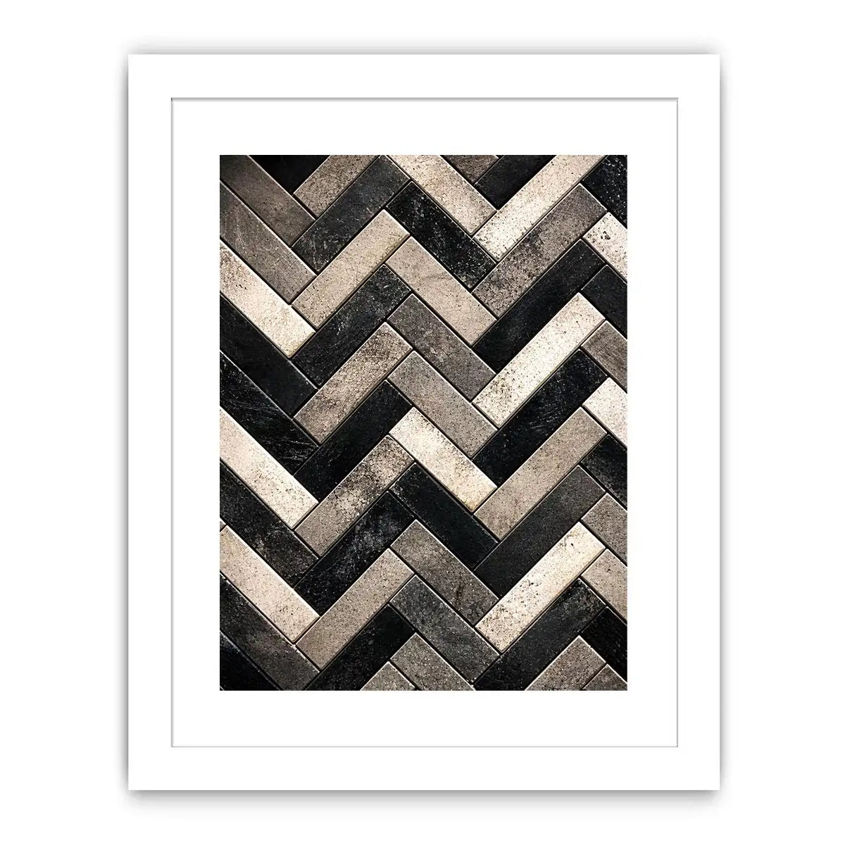 Geometric herringbone in monochrome tones