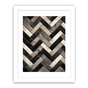 Geometric herringbone in monochrome tones