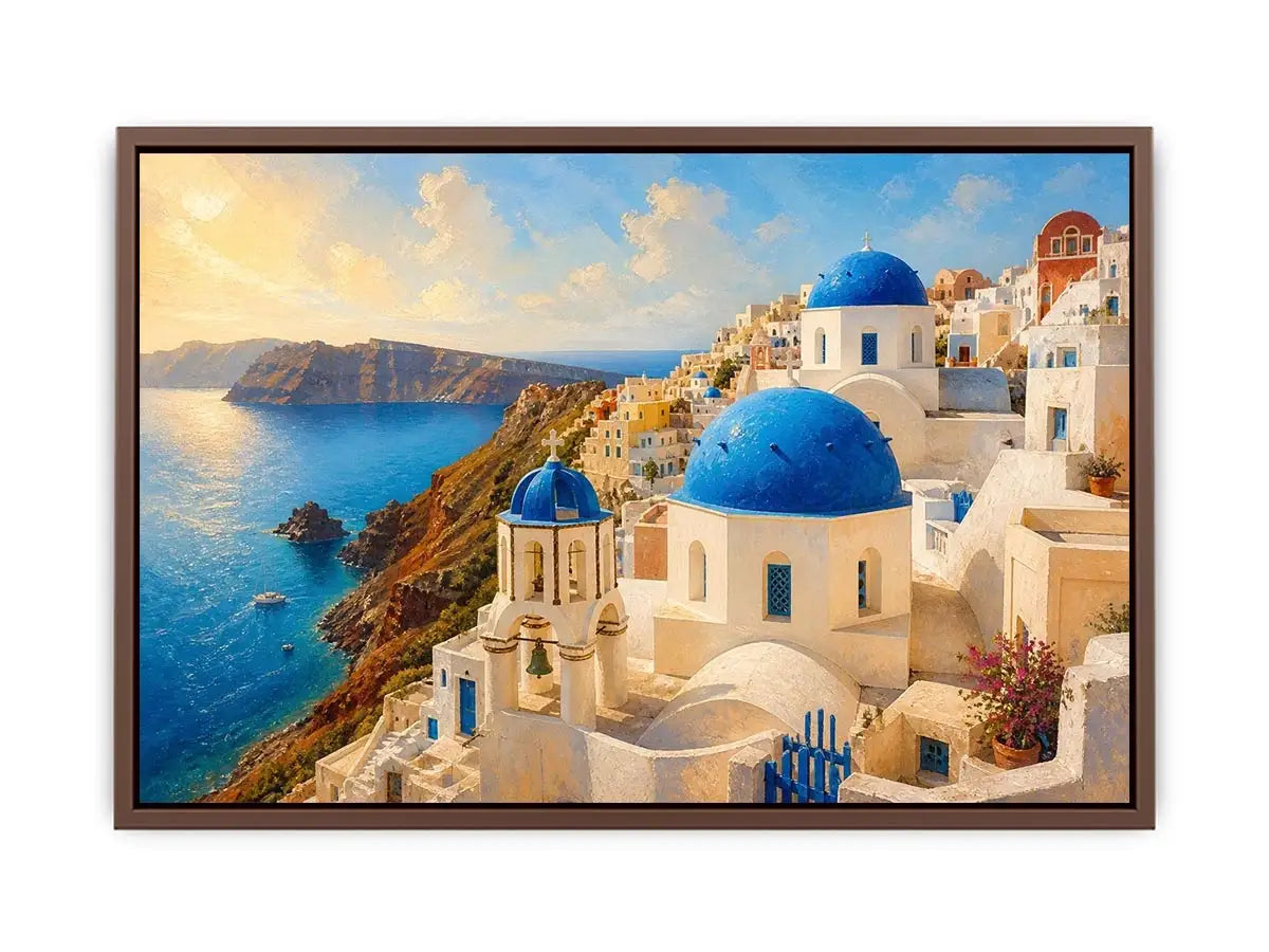 Santorini's sunlit cliffside village