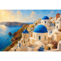 Santorini's sunlit cliffside village