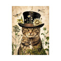Whimsical cat with steampunk botanicals