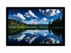 Snowy mountain lake reflection