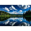 Snowy mountain lake reflection
