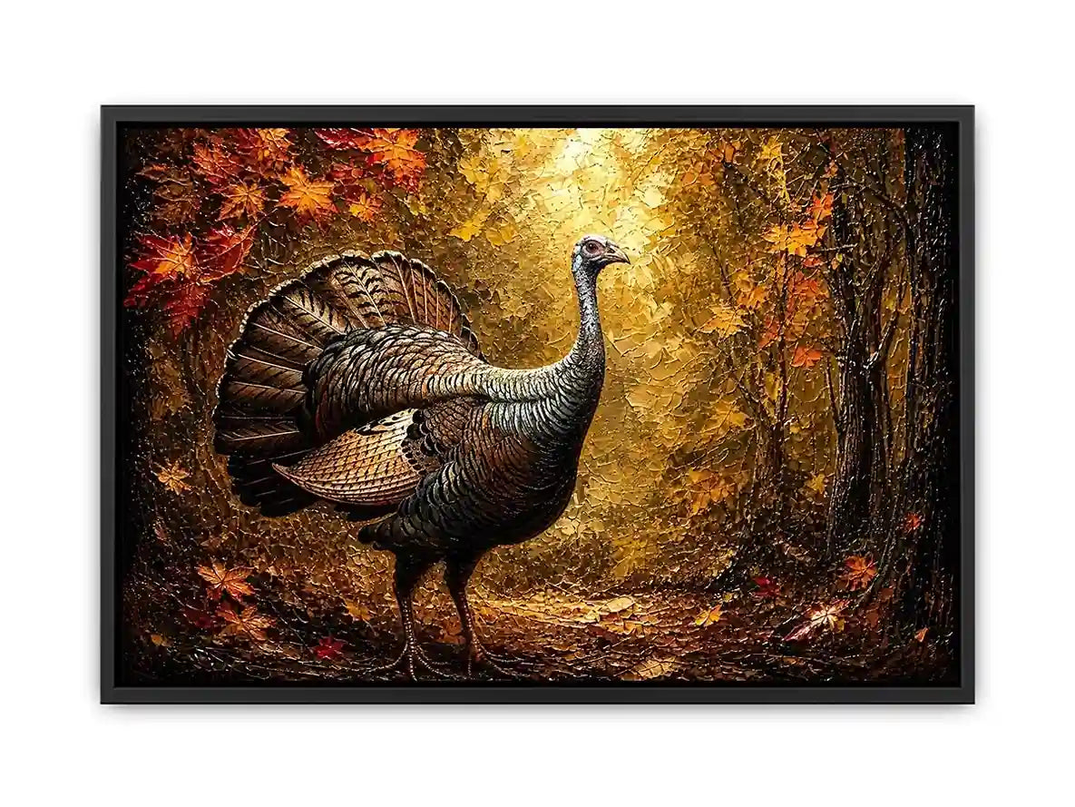 Autumn turkey in a golden forest
