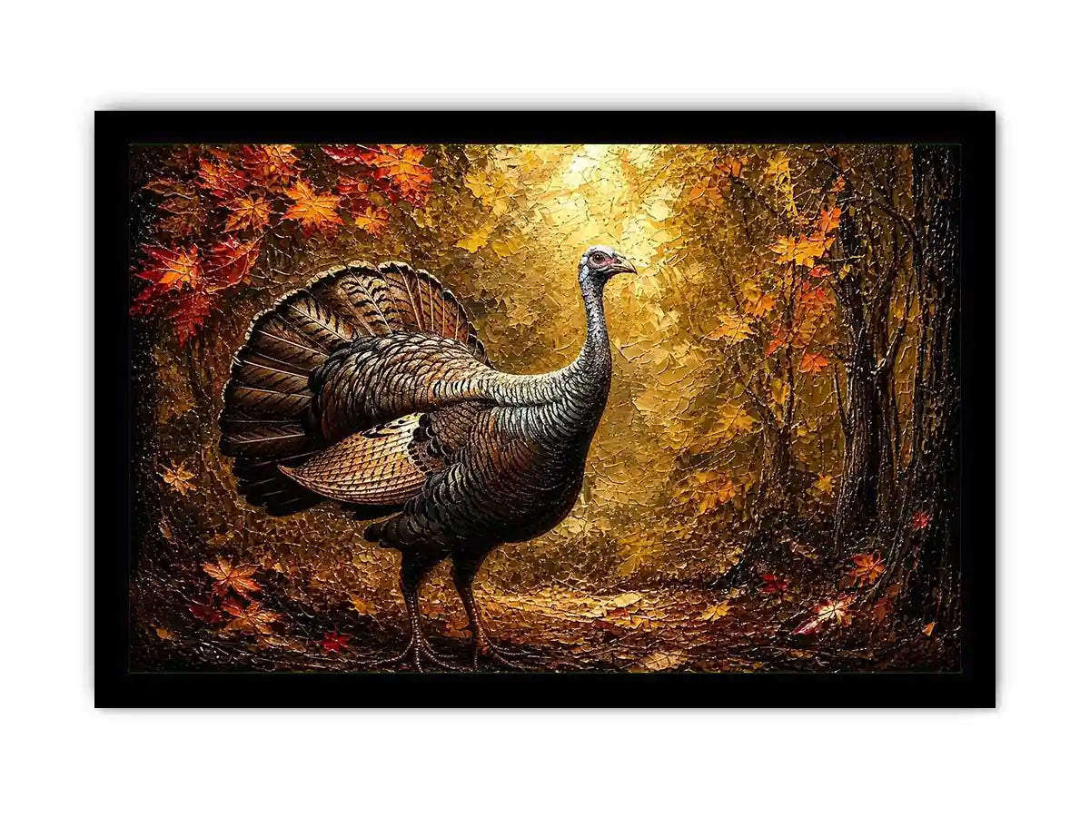 Autumn turkey in a golden forest
