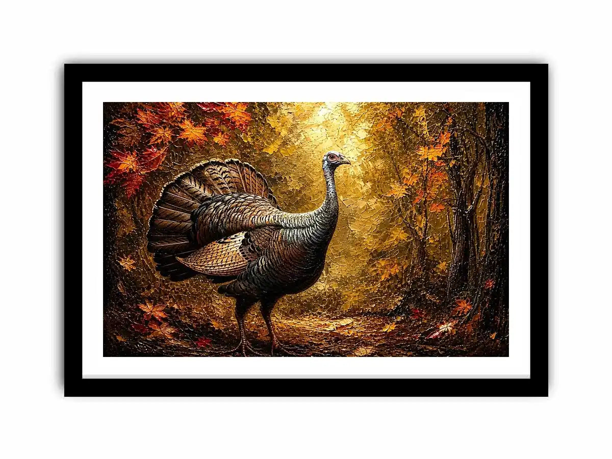 Autumn turkey in a golden forest