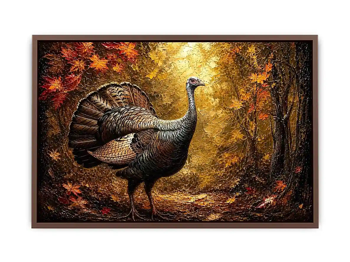 Autumn turkey in a golden forest