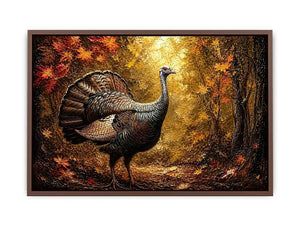 Autumn turkey in a golden forest