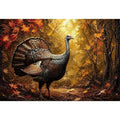 Autumn turkey in a golden forest
