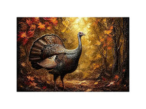 Autumn turkey in a golden forest