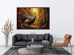 Autumn turkey in a golden forest