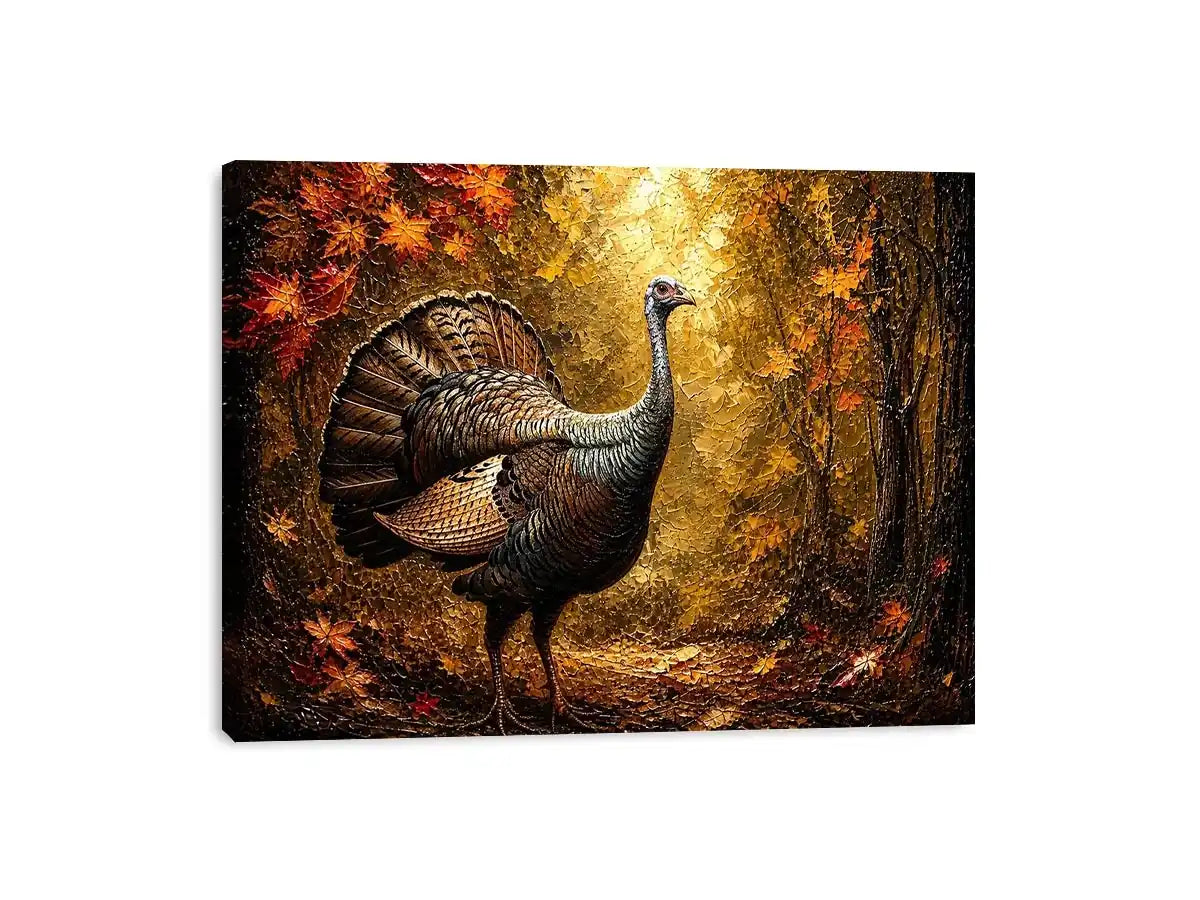 Autumn turkey in a golden forest