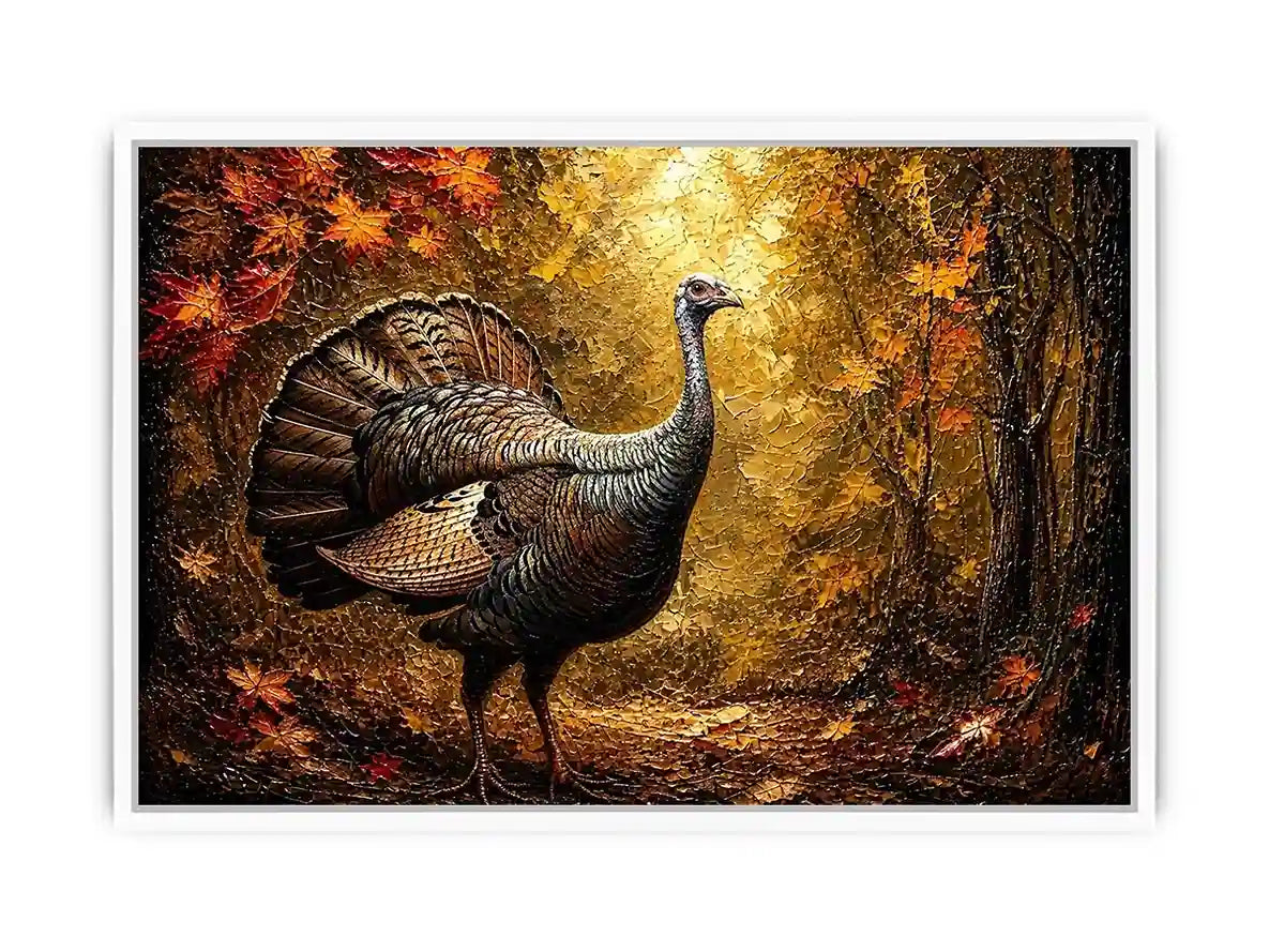 Autumn turkey in a golden forest