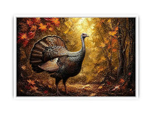 Autumn turkey in a golden forest