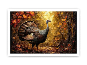 Autumn turkey in a golden forest
