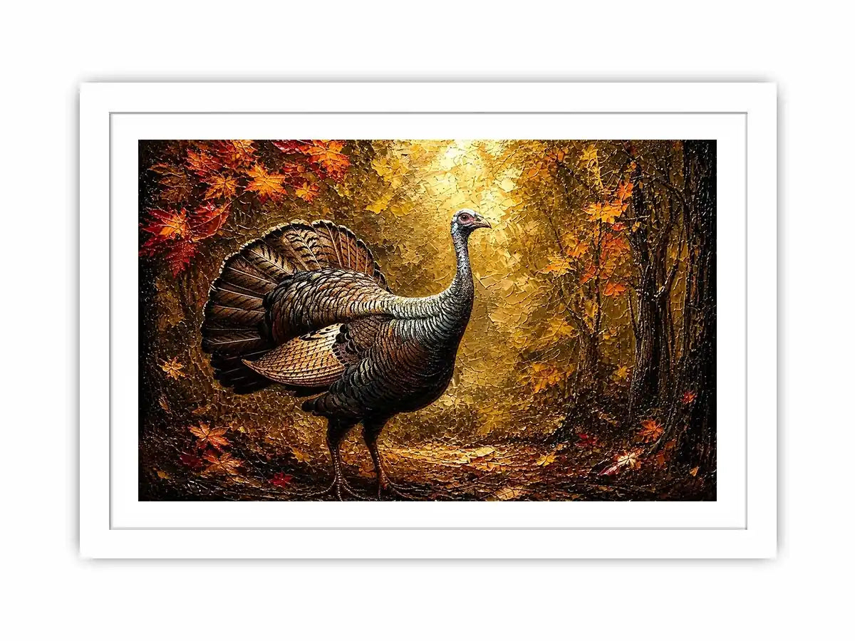 Autumn turkey in a golden forest