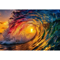 Glowing wave tunnel at sunset