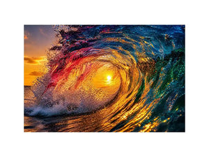 Glowing wave tunnel at sunset
