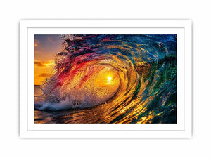 Glowing wave tunnel at sunset