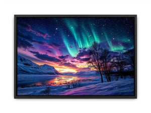 Aurora over a frozen fjord