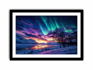 Aurora over a frozen fjord
