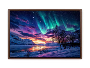 Aurora over a frozen fjord