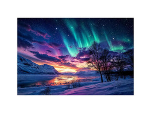 Aurora over a frozen fjord
