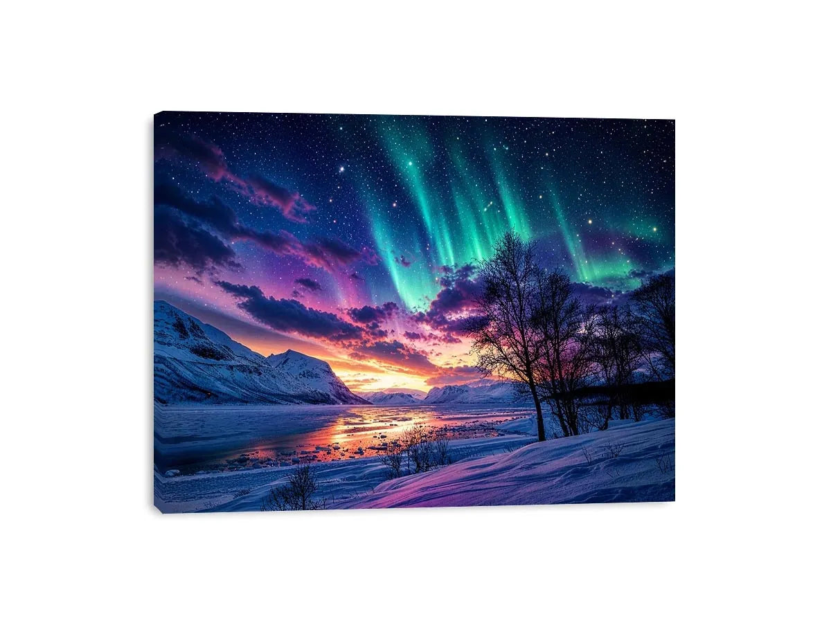 Aurora over a frozen fjord
