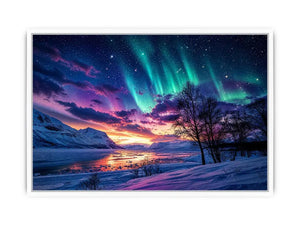 Aurora over a frozen fjord